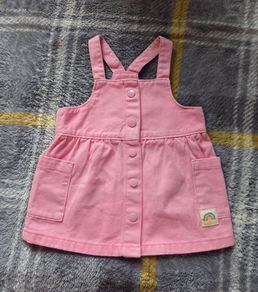 Bnwot M&S Pink Denim Pinafore Dress
