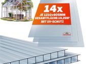 14 x Polycarbonate  UV-Resistant, Transparent, Double Wall Sheets, Greenhouse Sheets   Hollow Chamber Sheets - 4 mm Thick