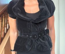 Black short sleeve dressy jacket, size 10