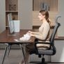 Office chair with soft backrest, casters, armrests, height-adjustable desk chair, faux wool, Gray Image 3