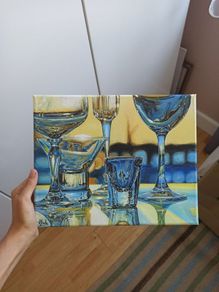 Hand-painted glass cups painting 'Memories'