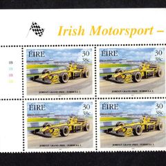 2001 Ireland Centenary of the Royal Irish Automobile Club (RAC) 30p/38c Jordon Grand Prix Commemorative Stamps plate 1B1B1B1B Mint Never Hinged (MNH)
