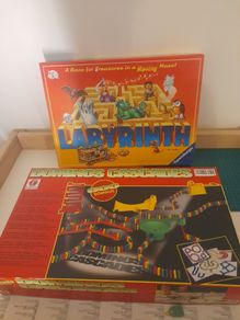 Board Game Bundle  Labyrinth + vintage Domino Cascades