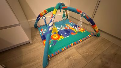 Padded Foldable Baby Gym with toys and attachment rings