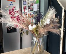 Dried Flower Arrangement in Glass Vase