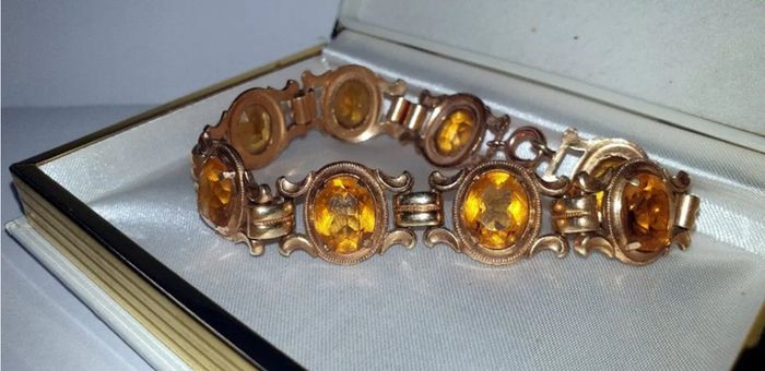 Vintage K&L 14ct Gold & Amber Bracelet