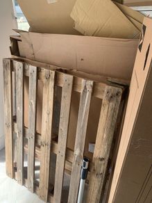 pallets and cardboard boxes