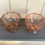 Pair of Vintage Peach Pressed Glass Sundae Dishes 1930s Image 3