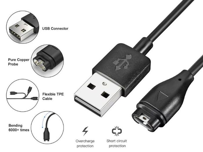 5x 1m USB Charging & Data Cable for Garmin Fenix Forerunner Venu Vivoactive BULK / WHOLESALE