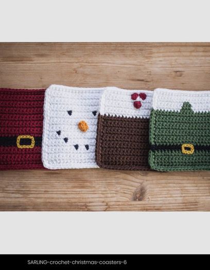 Hand Knitted Christmas Coasters