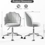 Vanity Chair for Dressing Table with Wheels, Boucle Chair for Bedroom, Swivel Armchair for Home, Height Adjustable&Easy Assembly, Grey Image 2