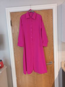 Cerise Pink Shirt Dress With A Selt Tie Belt.  S. 12. New.
