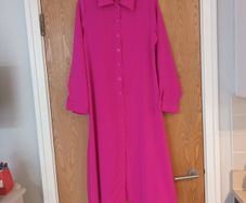 Cerise Pink Shirt Dress With A Selt Tie Belt.  S. 12. New.
