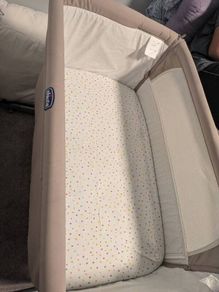 Chicco Next2Me Co Sleeping Crib  Grey- Beige Includes 2 Free Sheets