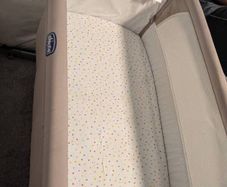 Chicco Next2Me Co Sleeping Crib  Grey- Beige Includes 2 Free Sheets