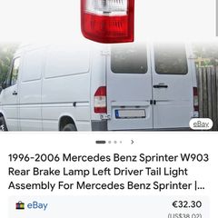 Brand new Mercedes sprinter van rear break light covers