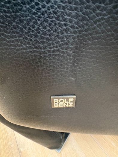 Rolf Benz Black Leather Swivel Recliner