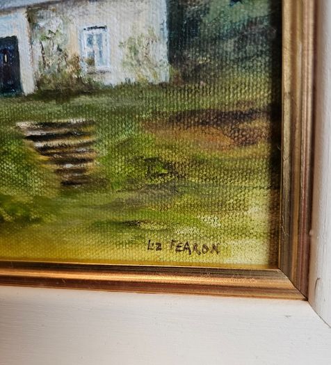Original oil painting by Liz Fearon - likely titled "Abandoned Cottage, Killadoon"