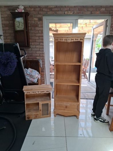 limed oak shelves and wall unit