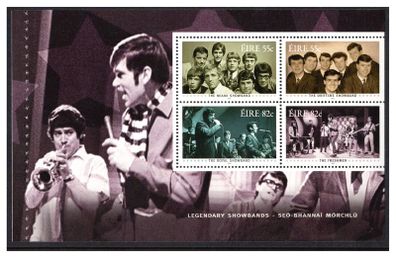 2010 Ireland Legendry Showbands showing picture of The Freshman Showband (Stamps of The Miami Showband, The Drifters Showband, The Royal Showband & The Freshman ) Commemorative Stamp Booklet Pane  Mint Never Hinged (MNH). Hibernian HP197.