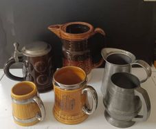 6 Pce Vintage Ceramic and Pewter Set