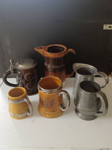 6 Pce Vintage Ceramic and Pewter Set