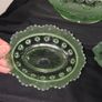 Collection of Art Deco Green Glass Scalloped Edge Bowls Image 4