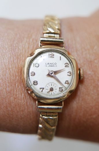 Vintage 1920s Solid 9Ct Gold 375 Lanco 15 Jewel Cased Ladies Manual Wristwatch (works well)