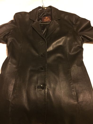 Black Leather Vard Coat Size 12-14