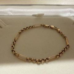 9ct Solid Gold Figaro Bracelet 3.53g