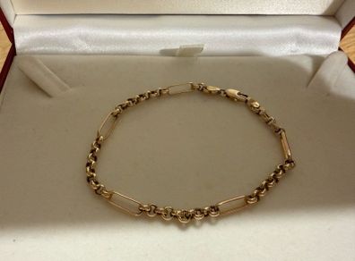 9ct Solid Gold Figaro Bracelet 3.53g