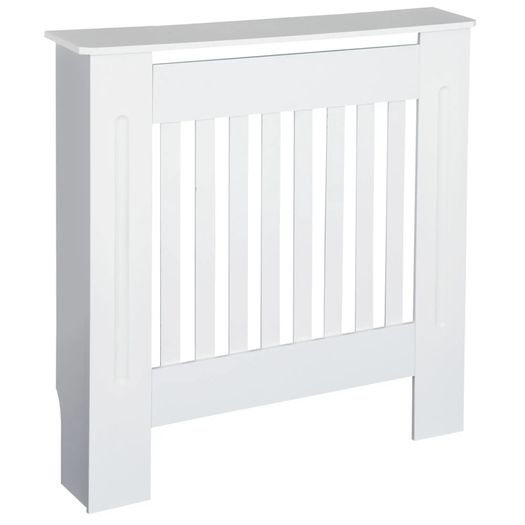 Freestanding Radiator Cover, Vertical Slatted MDF Slim Protective Cabinet Shelving for Radiator, 78L x 19W x 81H