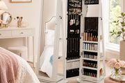 Rotating Mirrored Jewellery Cabinet with Storage