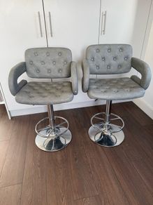 Pair of Grey Bar Chairs with Armrests