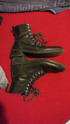 Price drop Zara Trafaluc Black Leather Combat Boots Size EU 39