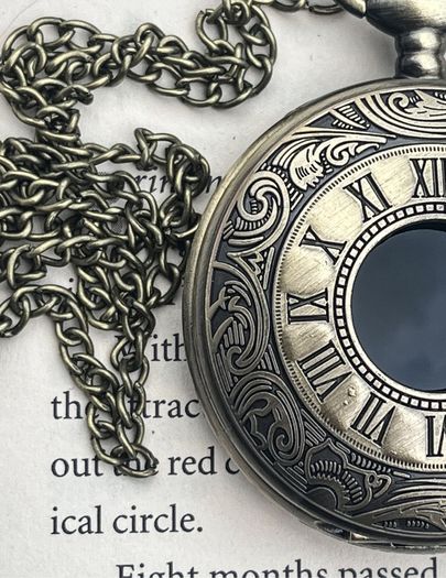 1 Scrying Black Mirror Glass Pocket Watch Necklace Divination Alter All Seeing Realms Witchcraft