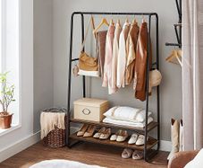 New Industrial Clothes Rail With 2 Shelves- FREE P&P