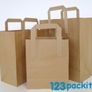 Lot of 20 pcs SOS carrier bags Eco Friendly Brown flat tape handles Size Medium 26x13x31 cm / 10x5.1x12.2 inches Excellent for shop, retail, kraft, home baking, gifts, art shops Image 2