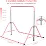 Adjustable Kids Gymnastics Bar with Rings - Folding Horizontal Training Kip Bar, 5 Height Levels, Non-Slip Base & Floor Rings, Indoor/Outdoor Gym Equipment for Children Image 2