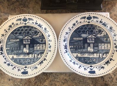 blue and white Americana dinner plates