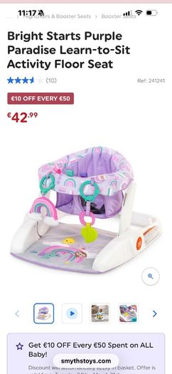 Bright Starts Purple Paradise Learn-to-Sit Activity Floor Seat with added toys as shown