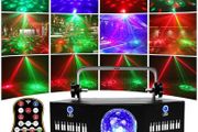 Party Lights 3 in 1 Magic Disco Ball Laser LED Strobe PartyLight Sound-Activated DMX DJ Stage Light LED Laser Strobe Party Stage Lights Disco Laser DJ Remote Control Sound Activated DMX Club Light for Concert Gig Live Events Shows