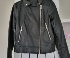 Dunnes Stores faux leather black biker jacket