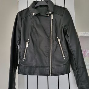 Dunnes Stores faux leather black biker jacket