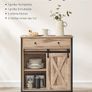 Cabinet with Sliding Door Storage Cabinet, Kitchen Cupboard with Sliding Door, Open Compartment, Adjustable Shelf, Industrial, for Hallway, Living Room, Kitchen, Study, Vintage Brown-Black, Image 7