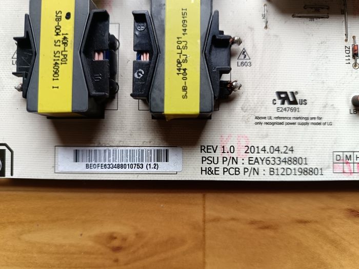 Power Board For Lg Oled 55ec930 Tv Eay63348801 Rev 1.0 B12d198801 Lgp55f-14op