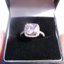 Vintage Solid Sterling Silver 925 and DQCZ Pink Halo Ring Size L1/2 - 3,43g Image 6