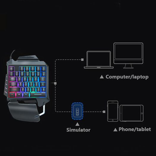 Single hand One-Handed Gaming Keyboard 35 Keys RGB Backlit Portable