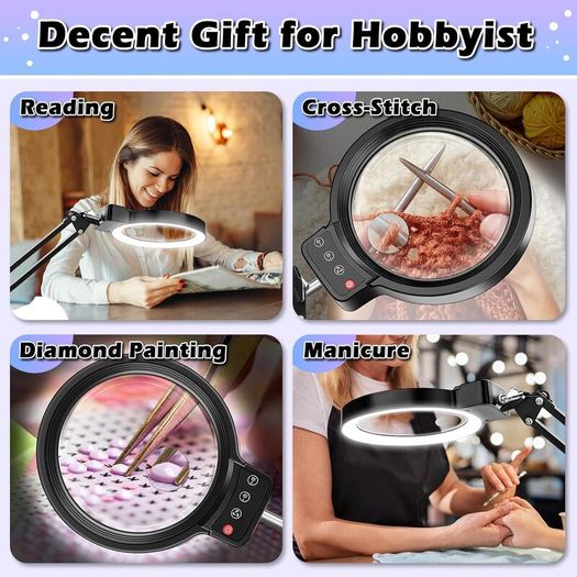 Magnifying Glass 10X Desk Lamp with Light