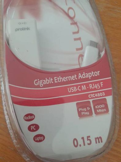 USB-C Gigabit Ethernet Adaptor. network adaptor. Connectech by SINOX. Brand New.